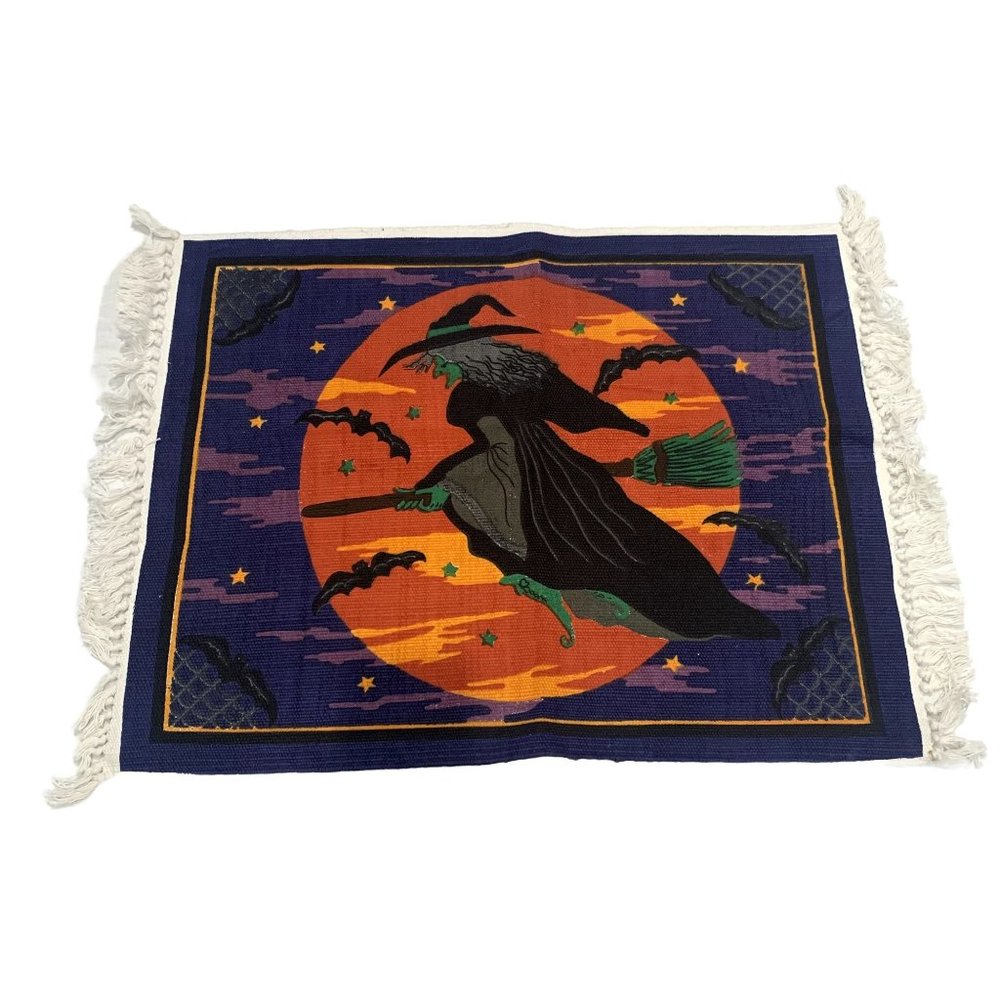 Vintage Hayim Company 1997 Halloween Wicked Witch Fringed Mat 22x34